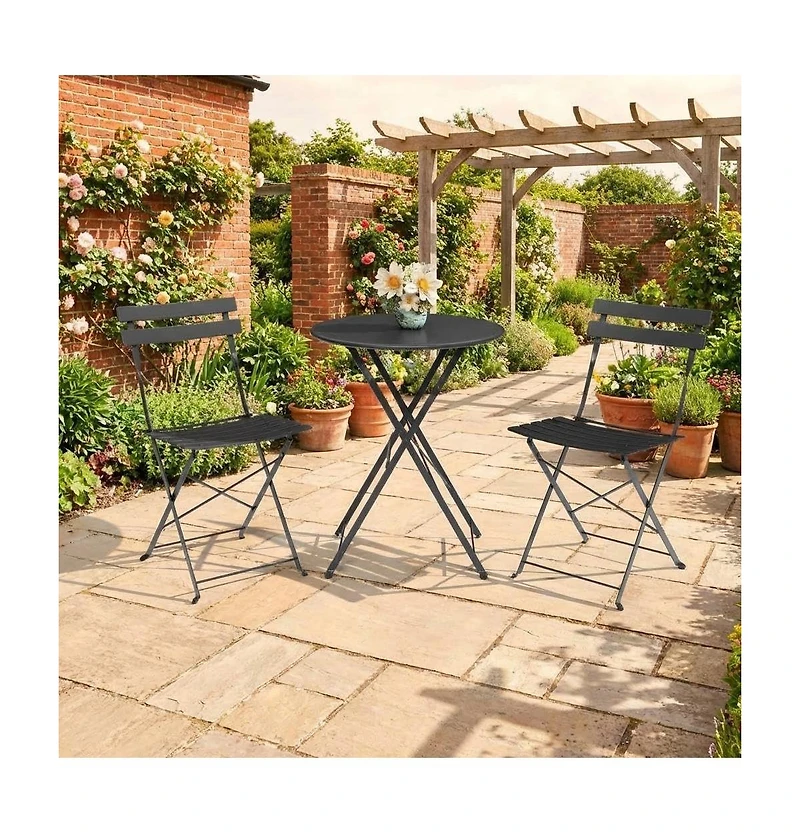gaomon 3-Piece Folding Bistro Set, 2 Chairs and 1 Table