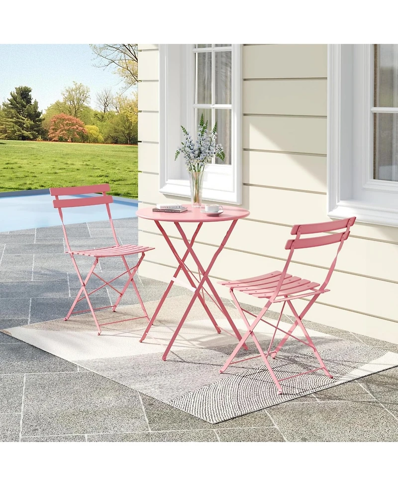 gaomon 3-Piece Folding Bistro Set, 2 Chairs and 1 Table, Weather-Resistant Outdoor/Indoor Conversation Set