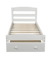 flynama Twin Size Platform Bed Frame With Storage Drawer Wood Slats No Box Spring