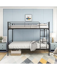 flynama Twin Over Twin Metal Bunk Bed Ladder Storage No Box Spring