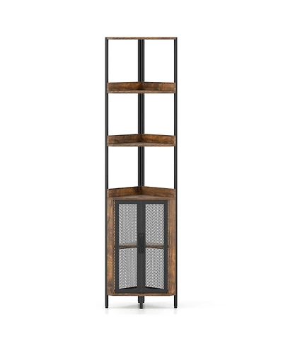 Slickblue Tier Corner Bookcase with Cabinet Storage Shelf