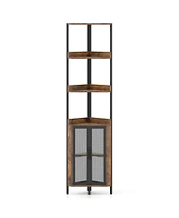 Slickblue Tier Corner Bookcase with Cabinet Storage Shelf