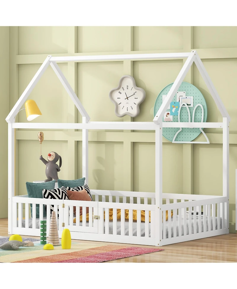 flynama Wood House Bed Fence Door