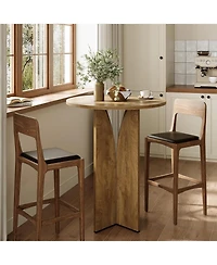 Tribesigns Round Bar Table, 39.37'' H Counter Height Cocktail Table, Wooden High Top Home Bar Unit