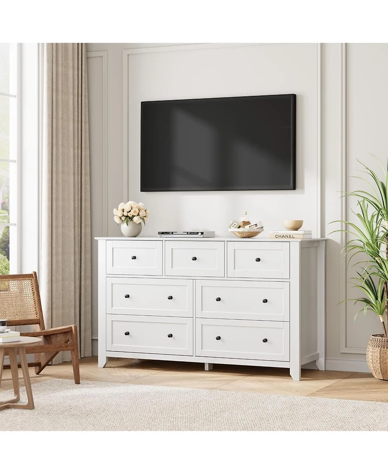 gaomon 7 Drawer Dresser for Bedroom, 54" Wide with Deep Drawers and Metal Knobs, Modern Large Wooden Chests of Entryway
