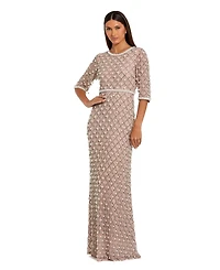 Mac Duggal Women's Pearl and Crystal Embellished Evening Gown