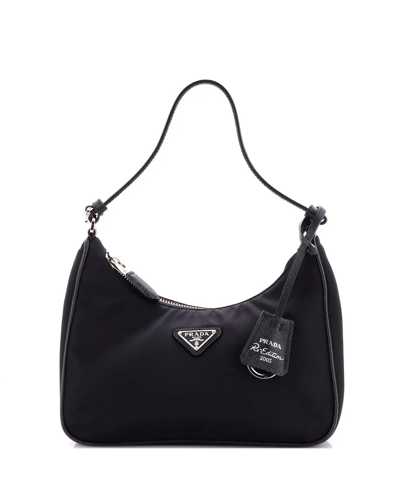 Pre-Owned Prada Mini Re-Edition 2005 Hobo Tessuto with Saffiano Leather