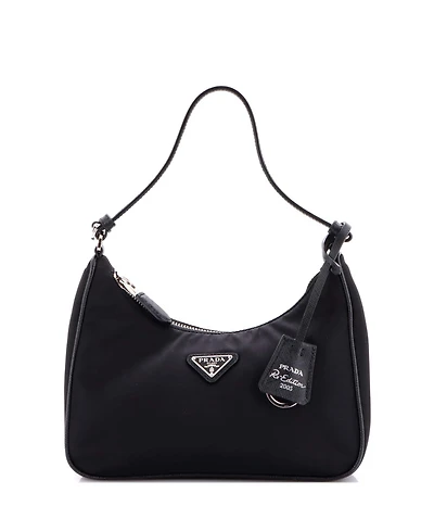 Pre-Owned Prada Mini Re-Edition 2005 Hobo Tessuto with Saffiano Leather