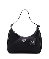 Pre-Owned Prada Mini Re-Edition 2005 Hobo Tessuto with Saffiano Leather