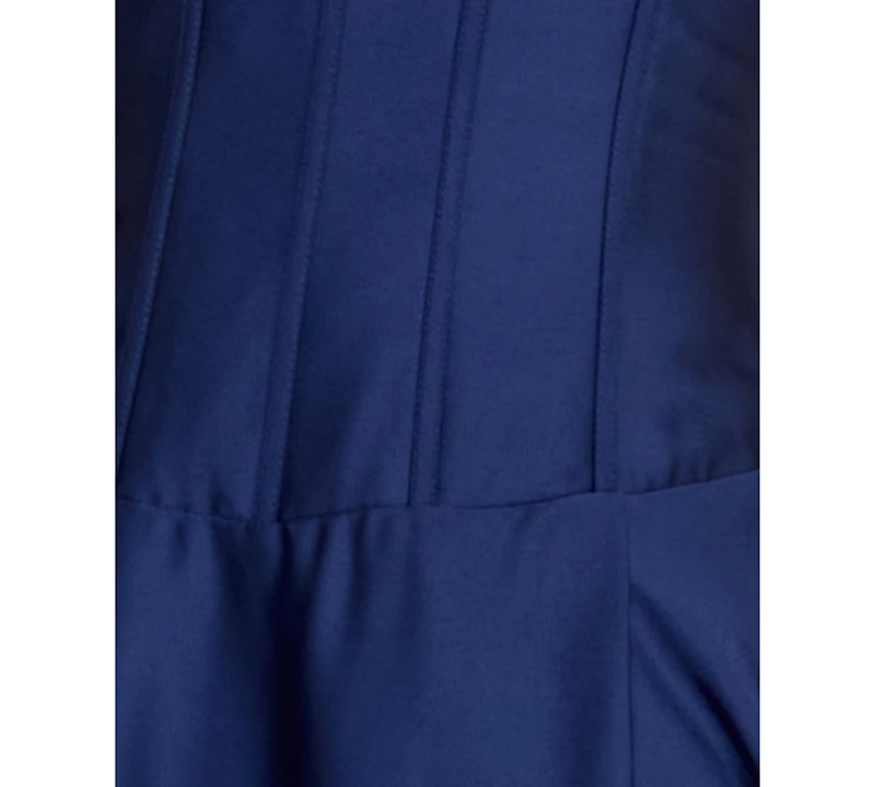 Alex & Sophia Juniors' Strapless V-Detail Polyester Slit Skirt Gown