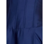 Alex & Sophia Juniors' Strapless V-Detail Polyester Slit Skirt Gown