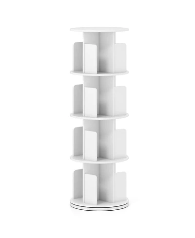 Slickblue 4-Tier Rotating Bookshelf 360degree(s) Display Rack with Dividers and Anti-falling