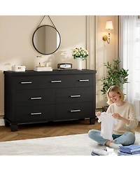 gaomon 7 Drawer Dresser for Bedroom, Wide Wood Chest of Drawers with Metal Handles, Large Storage Organizer Living Room