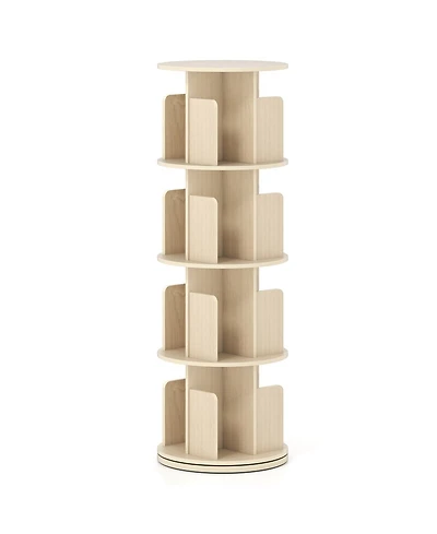 Slickblue 4-Tier Rotating Bookshelf 360degree(s) Display Rack with Dividers and Anti-falling