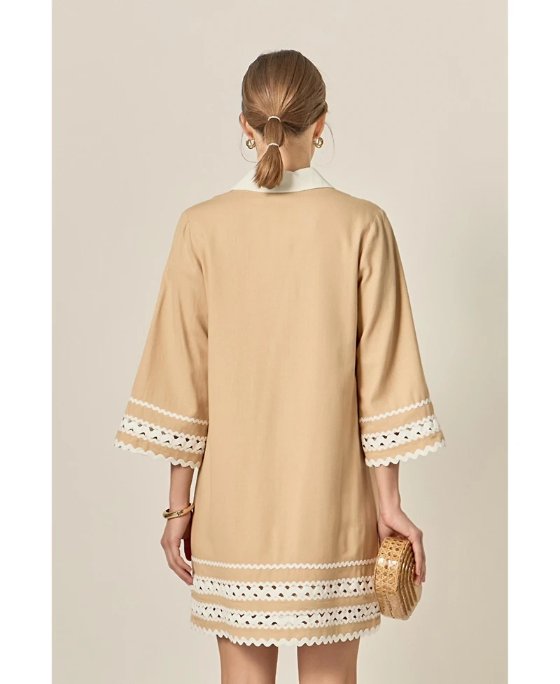 English Factory Women's Color Block Shirt Mini Dress