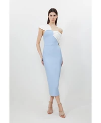 Karen Millen Women's Asymmetric Strap Knit Midi Dress