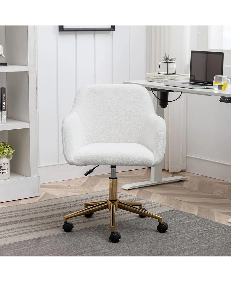 Rainsken Modern Teddy Fabric Home Office Chair