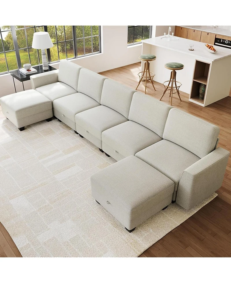 gaomon 140" Large U Shaped Sectional Couch with Ottoman Chaise, Convertible Modular Sectional Sofa with Ottomans