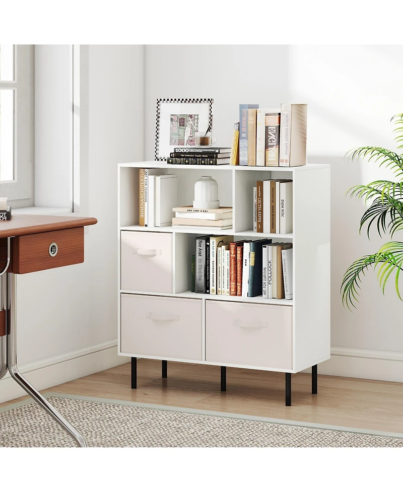 Slickblue 6 Cube Storage Organizer Shelf with Removable Fabric Drawers