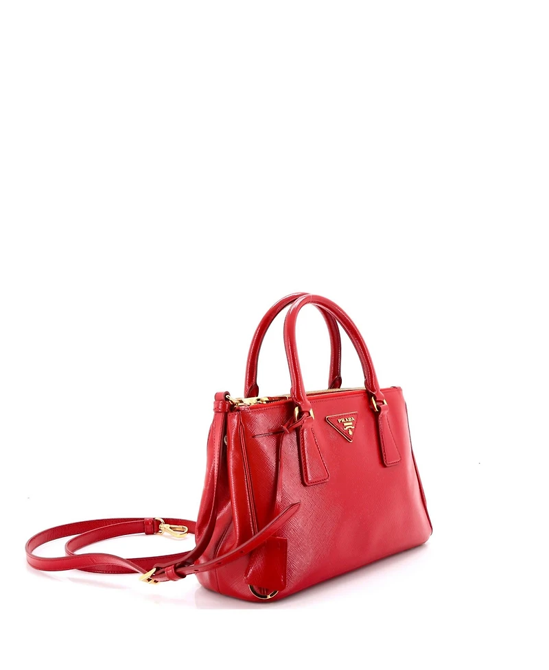 Pre-Owned Prada Mini Double Zip Lux Tote Vernice Saffiano Leather