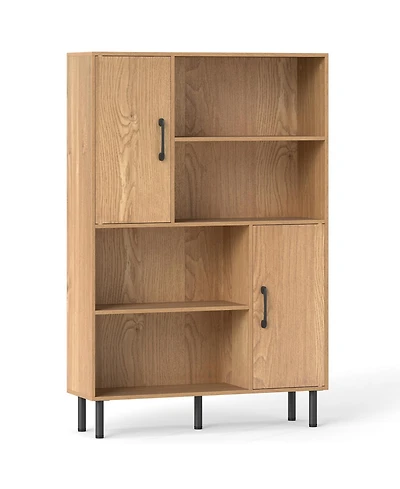 Slickblue Freestanding 47 Inch Cabinet with 2 Doors and 4 Open Shelves
