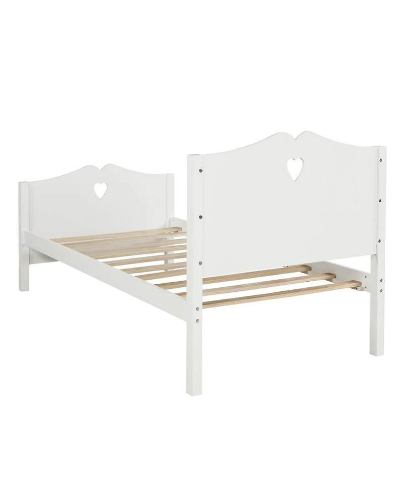 flynama Twin Size Platform Bed Frame with Wood Slat Support Headboard Footboard and Classic Design