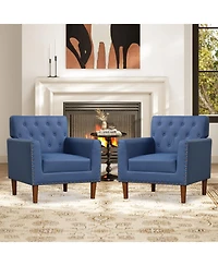 Sugift Mid Century Modern Accent Chair with Button Tufted Decoration and Rivets.