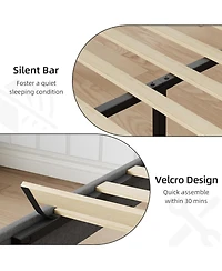 gaomon Bed Frames with Upholstered Storage Headboard, Platform Bed with Bookshelf