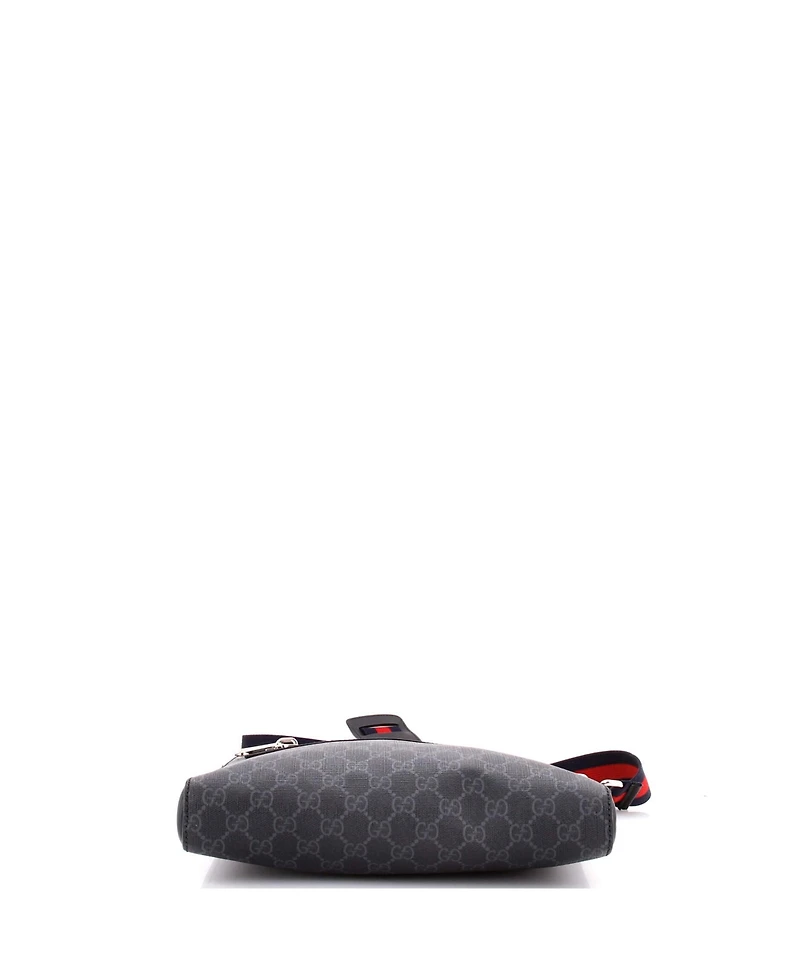 Pre-Owned Gucci Medium Web Strap Front Zip Messenger Bag Gg Coated Canvas