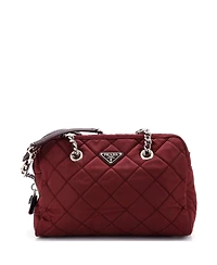 Pre-Owned Prada Medium Chain Shoulder Bag Quilted Tessuto