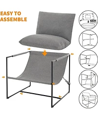 gaomon Modern Plush Sling Accent Chair with Shredded Foam Upholstery and Sturdy Metal Frame, Comfy Lounge Chair for Home