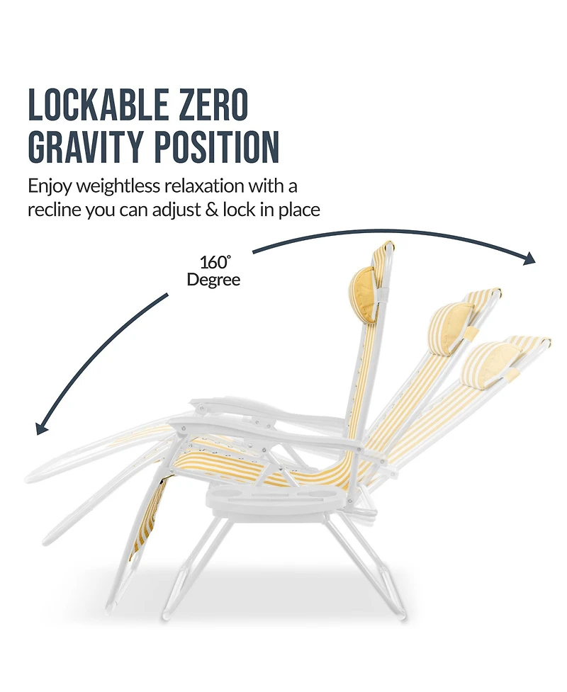 Best Choice Products Set of 2 Extra Wide Zero Gravity Lounge Chair Recliners w/ Cup Holder
