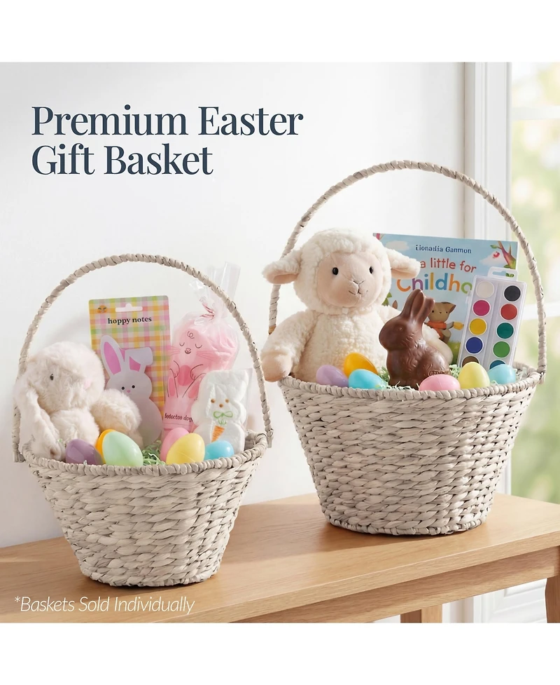 Best Choice Products Easter Basket, Large Woven Easter Basket for Kids w/ Collapsible Handle, Tapered Shape