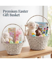 Best Choice Products Easter Basket, Large Woven Easter Basket for Kids w/ Collapsible Handle, Tapered Shape
