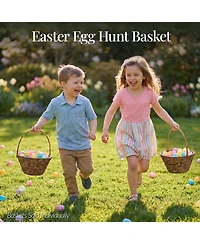 Best Choice Products Easter Basket, Small Woven Basket for Kids w/ Collapsible Handle, Tapered Shape