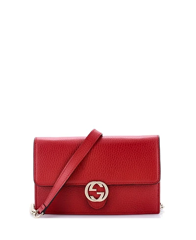 Pre-Owned Gucci Interlocking Wallet on Chain Leather