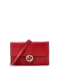 Pre-Owned Gucci Interlocking Wallet on Chain Leather