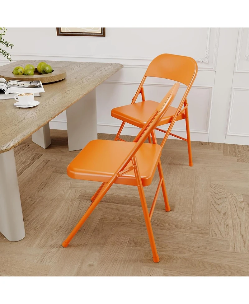 gaomon Folding Chairs Set of 2 Metal Chairs and Hold Up to 350 Pounds Foldable Chairs for Outdoor and Indoor, Lightweight Folding Chair