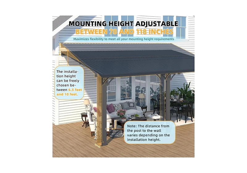 Aecojoy 16x10 Outdoor Hardtop Gazebo Adjustable Height (6.5-9.8Ft) Pergola for Patio