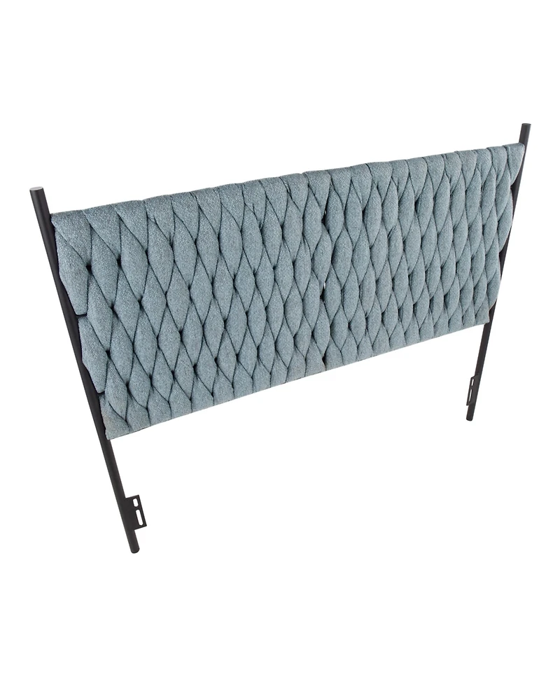 flynama Fabric Queen Headboard with Black Metal Frame and Braided Tufting