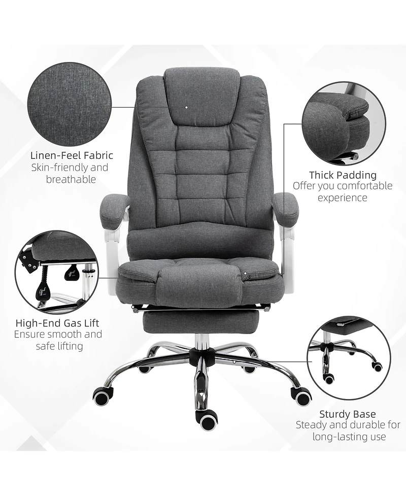 Boyel Living Executive Office Chair with Footrest Linen-Fabric Computer Chair Adjustable