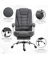 Boyel Living Executive Office Chair with Footrest Linen-Fabric Computer Chair Adjustable