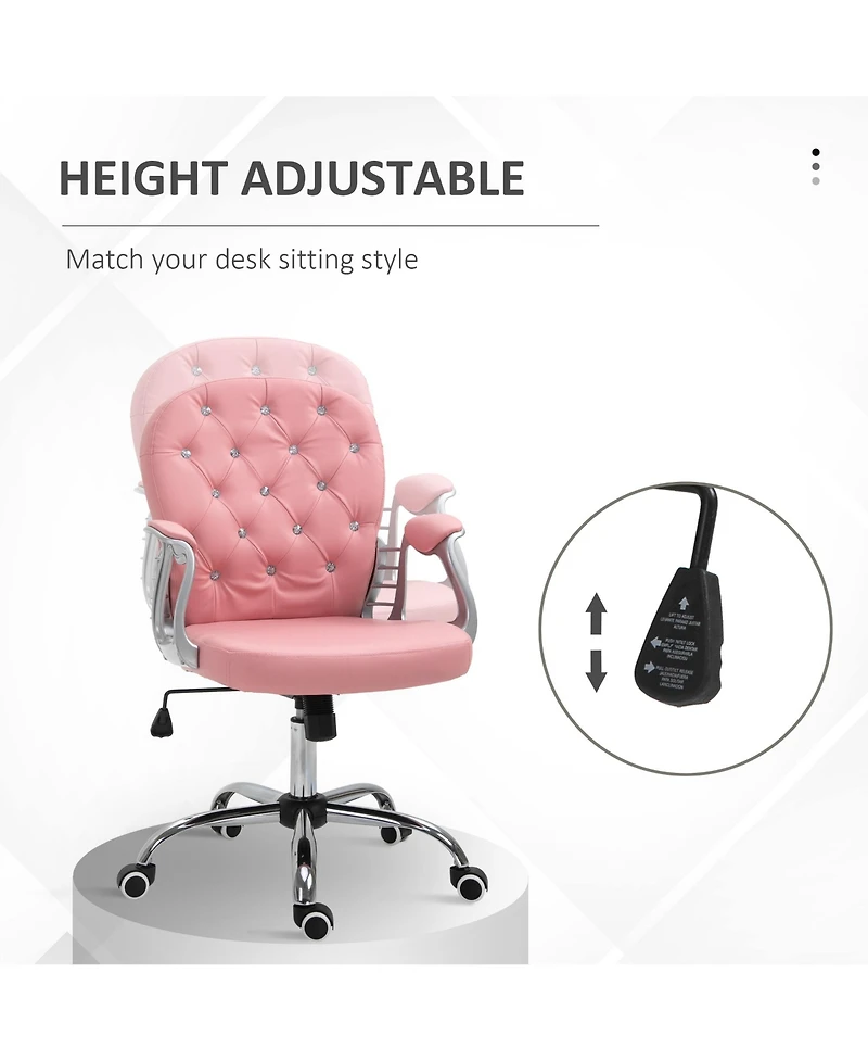 Boyel Living Pu Leather Button Tufted Desk Chair with Adjustable Height and Padded Armrests