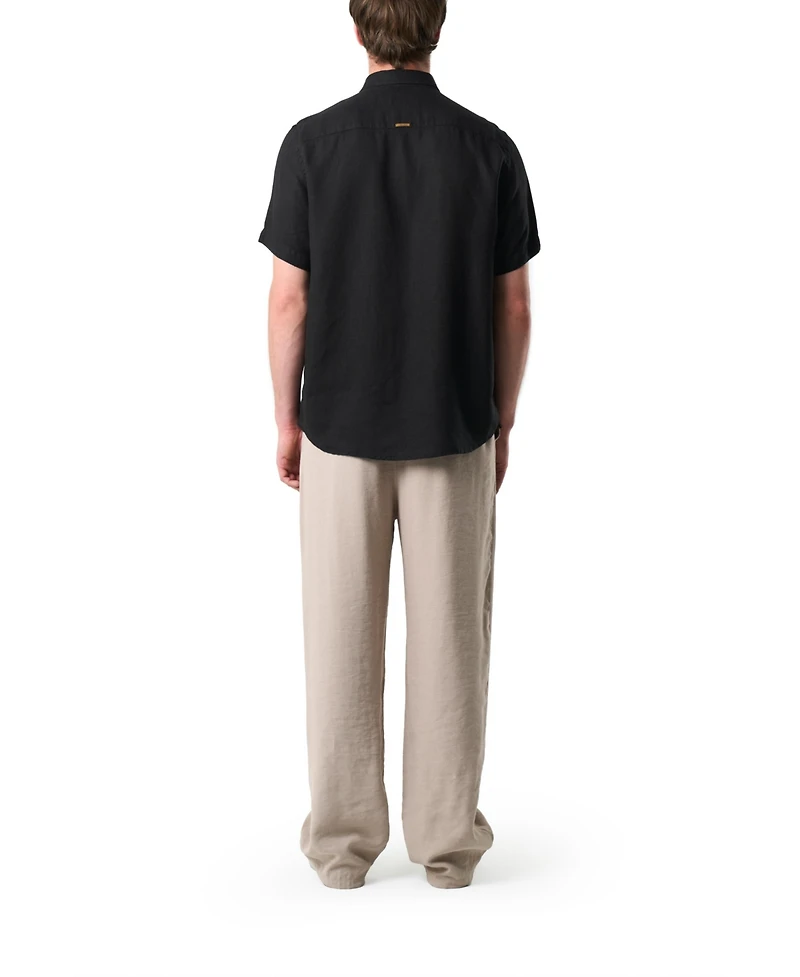 Velez Men's Men Short-Sleeve Linen Shirt with Vz Embroidery.