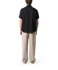 Velez Men's Men Short-Sleeve Linen Shirt with Vz Embroidery.