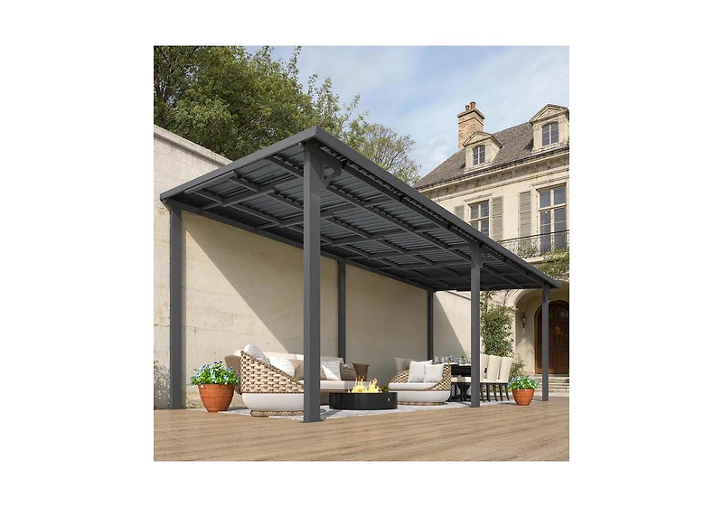 Aecojoy 20' x 8' Hardtop Gazebo Outdoor Pergola Lean to Metal Pergolas