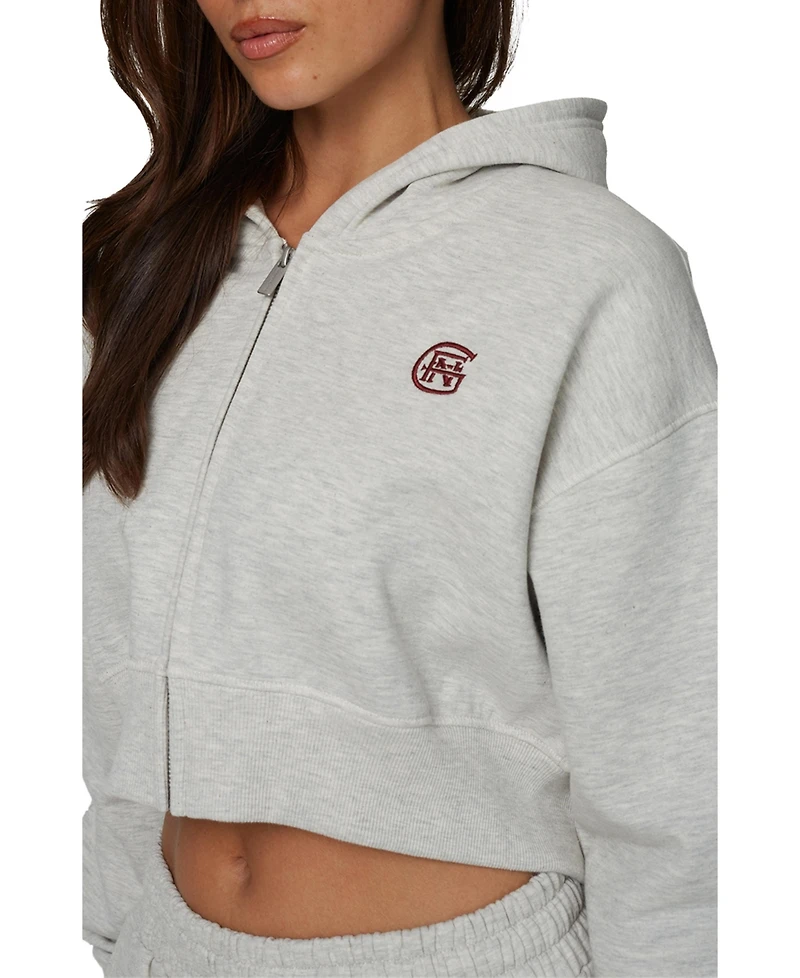 Good For Nothing Women's Cropped Zipped Halftone Hoodie