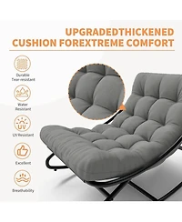 gaomon Outdoor Rocking Chair with Thick Waterproof Cushion, Adjustable Metal Frame Patio Rocker for Garden, Balcony & Poolside