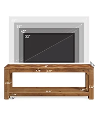 Tribesigns Solid Wood Tv Stand with Open Storage Shelves, Farmhouse Tv Stand for 65-Inch Tv