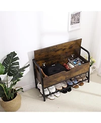 gaomon Storage Bench with Lift Top, Entryway Shoe Organizer Bench with Rack for Apartment and Hallway